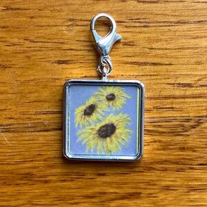 Sunflower Square Charm Pendant One inch ORIGINAL OOAK